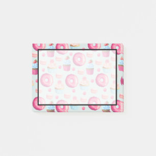 Doughnuts Macarons And Cupcake Pattern In Watercol Post-it Notes