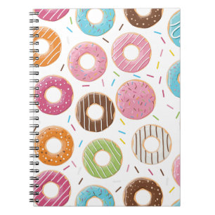 Doughnuts pink blue and bites chocolate pattern notebook