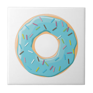 Doughnuts pink blue and bites chocolate pattern tile