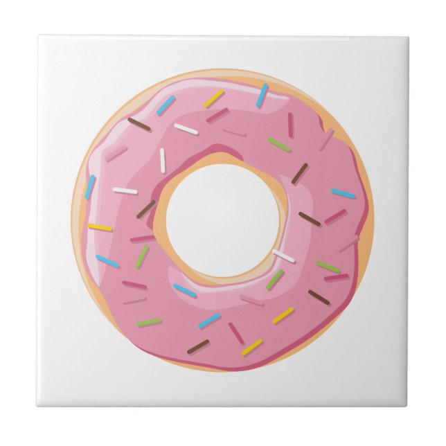 Doughnuts pink blue and bites chocolate pattern tile (Front)