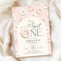 Doughnuts Pink Sweet One 1st Birthday