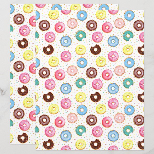 Doughnuts Scrapbook Paper (Front/Back)