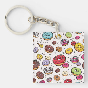 Doughnuts seamless pattern key ring