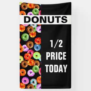 Doughnuts seamless pattern + your backgr. & ideas banner