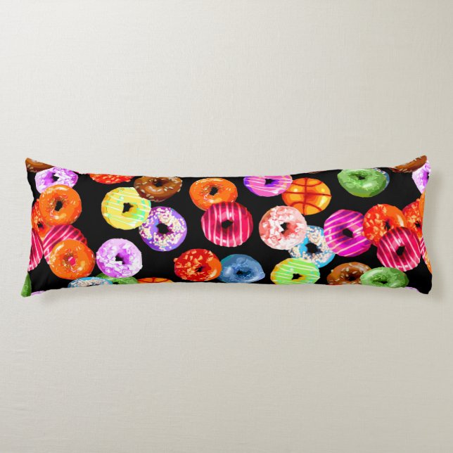 Doughnuts seamless pattern + your backgr. & ideas body cushion (Front)