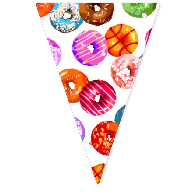 Doughnuts seamless pattern + your backgr. & ideas bunting  (First Flag)