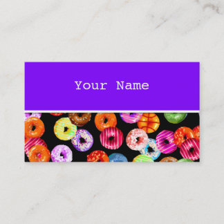 Doughnuts seamless pattern + your backgr. & ideas business card