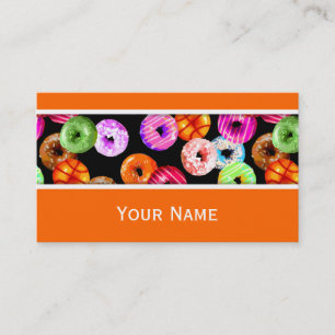 Doughnuts seamless pattern + your backgr. & ideas business card