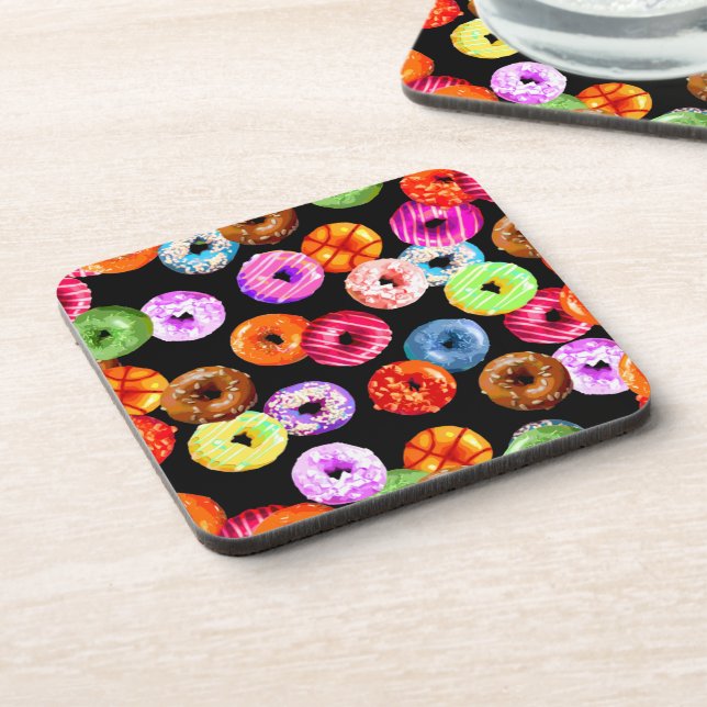Doughnuts seamless pattern + your backgr. & ideas coaster (Left Side)