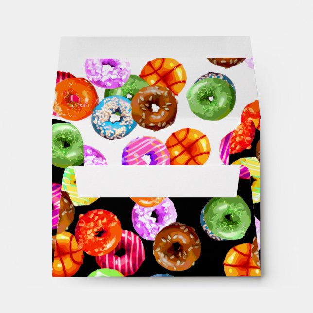 Doughnuts seamless pattern + your backgr. & ideas envelopes (Back (Bottom))
