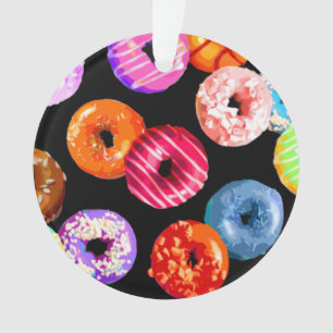Doughnuts seamless pattern + your backgr. & ideas ornament