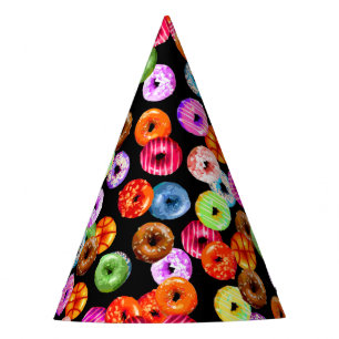 Doughnuts seamless pattern + your backgr. & ideas party hat