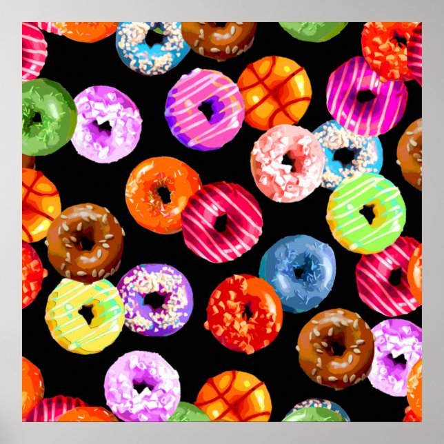 Doughnuts seamless pattern + your backgr. & ideas poster (Front)