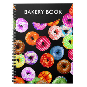 Doughnuts seamless pattern + your backgr. & ideas spiral notebook