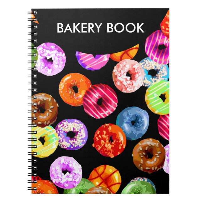 Doughnuts seamless pattern + your backgr. & ideas spiral notebook (Front)