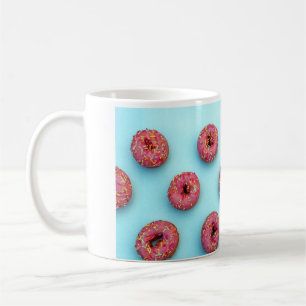 doughnuts sprinkles on doughnuts pink blue coffee mug