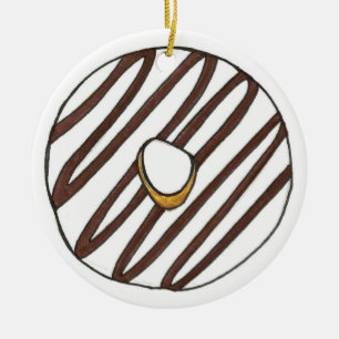 Doughnuts Strawberry Vanilla Zebra Stripe Doughnut Ceramic Tree Decoration