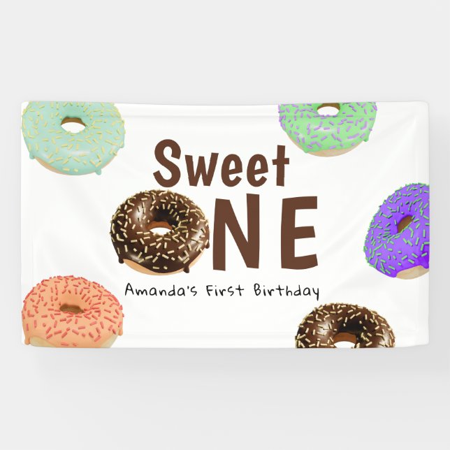 Doughnuts Sweet One 1st Birthday Banner (Horizontal)