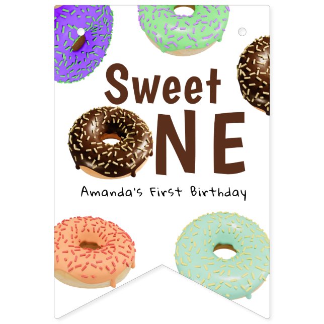 Doughnuts Sweet One 1st Birthday Bunting (First Flag)