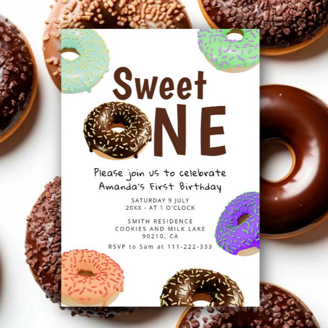 Doughnuts Sweet One 1st Birthday Invitation (Creator Uploaded)