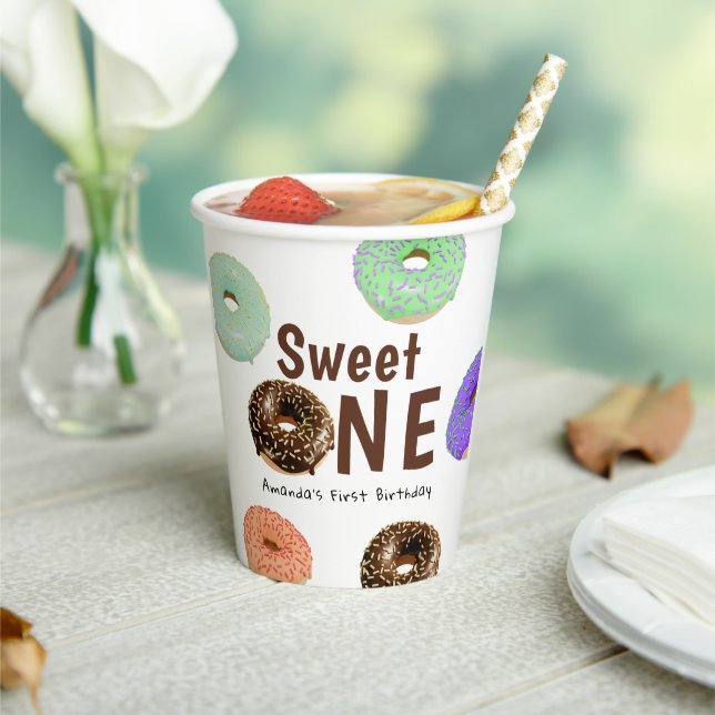 Doughnuts Sweet One 1st Birthday Paper Cups (Insitu)