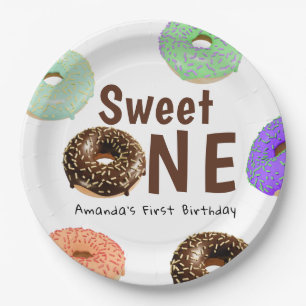Doughnuts Sweet One 1st Birthday Paper Plate