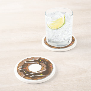 Doughnuts with chocolate icing coaster