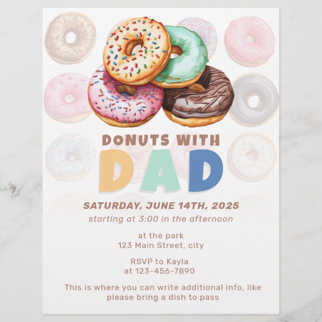 Doughnuts with Dad Father's Day Celebration Flyer (Front)