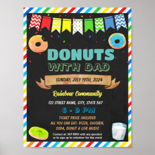 Doughnuts with dad fundraiser event template poster