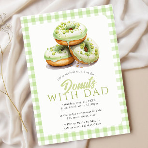 Doughnuts With Dad School Event Green Gingham Invitation