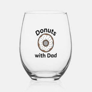 Doughnuts With Dad Vintage Doughnut Shirt Design_1 Stemless Wine Glass