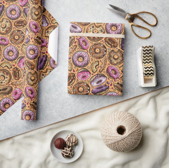 Doughnuts With Sprinkles Pattern  Wrapping Paper (Crafts)