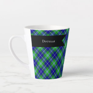 Douglas Clan Charcoal and Green Highland Plaid Latte Mug