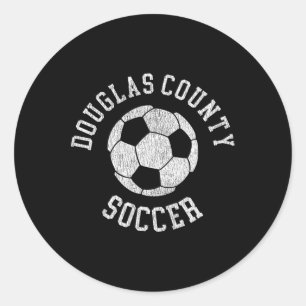 Douglas County Soccer Retro Distressed 90's Vintag Classic Round Sticker