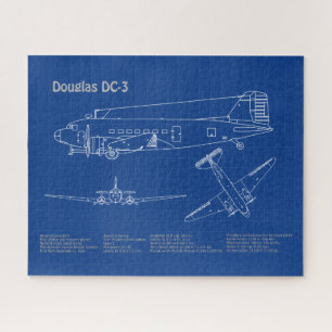 Douglas DC-3 - Aeroplane Blueprint Drawing Plan AD Jigsaw Puzzle