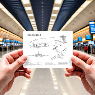 Douglas DC-3 - Aeroplane Blueprint Drawing Plans B Postcard