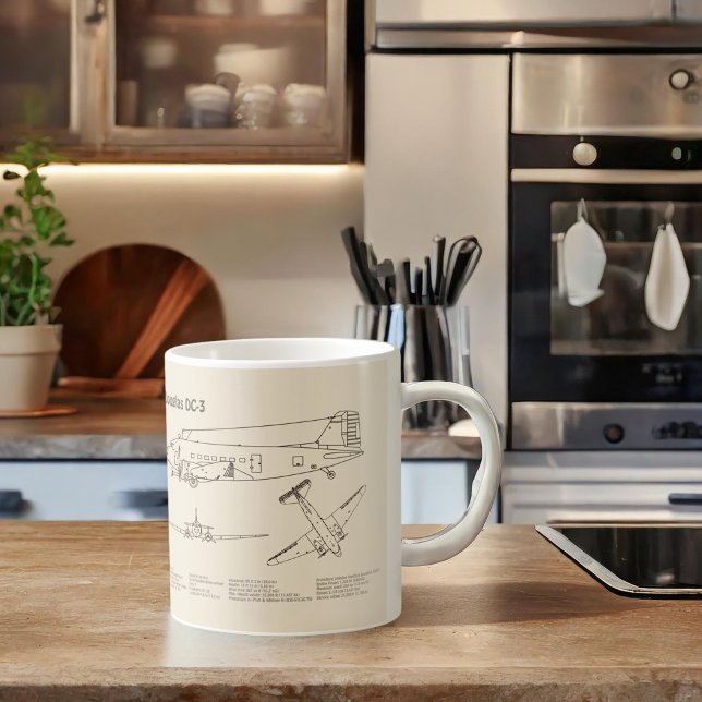 Douglas DC-3 - Aeroplane Blueprint Drawing Plans S Coffee Mug (Creator Uploaded)