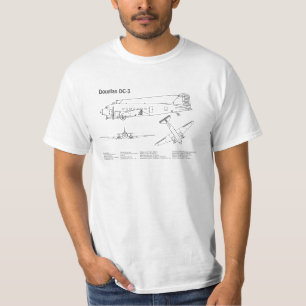 Douglas DC-3 - Airplane Blueprint Drawing Plans AD T-Shirt