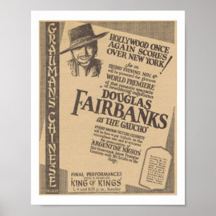 Douglas Fairbanks The Gaucho 1927 world premiere Poster