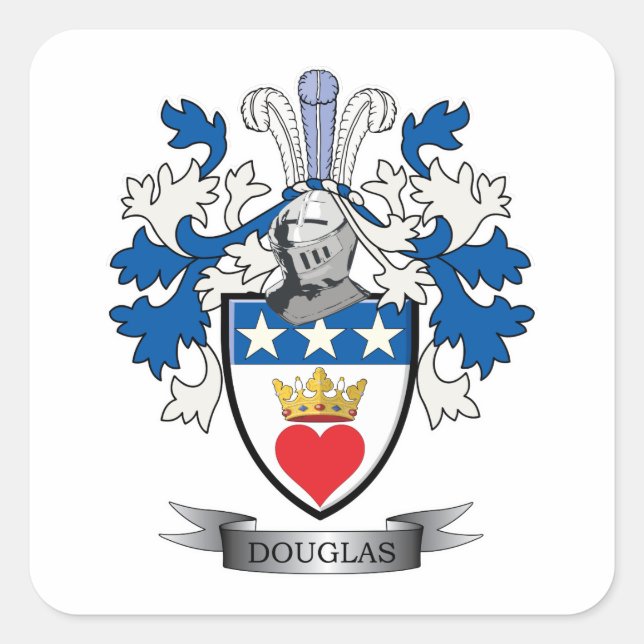 Douglas Family Crest Coat of Arms Square Sticker (Front)