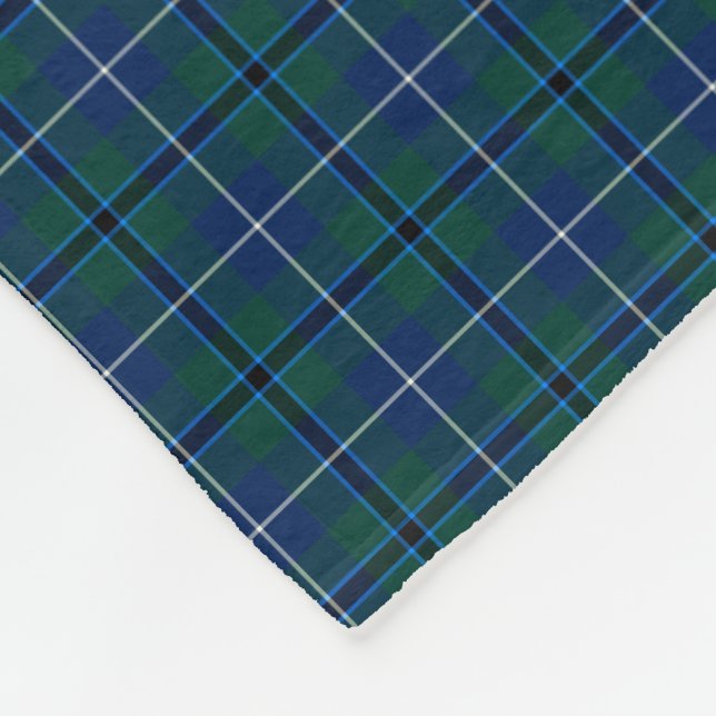 Douglas Family Navy Blue Modern Clan Tartan Fleece Blanket (Corner)