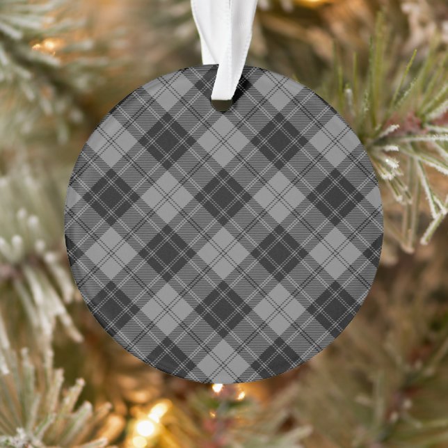 Douglas Grey Tartain Plaid Black Grey Ornament (Tree)