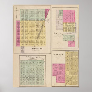 Douglas, Leon, Wingate, and Latham, Kansas Poster