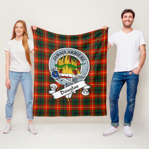 Douglas of Roxburgh Clan Badge Tartan Plaid Fleece Blanket