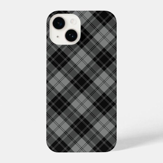 Douglas tartan black grey plaid iPhone case (Back)