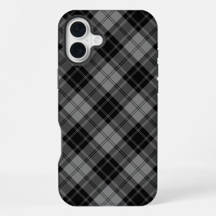 Douglas tartan black grey plaid iPhone 16 plus case
