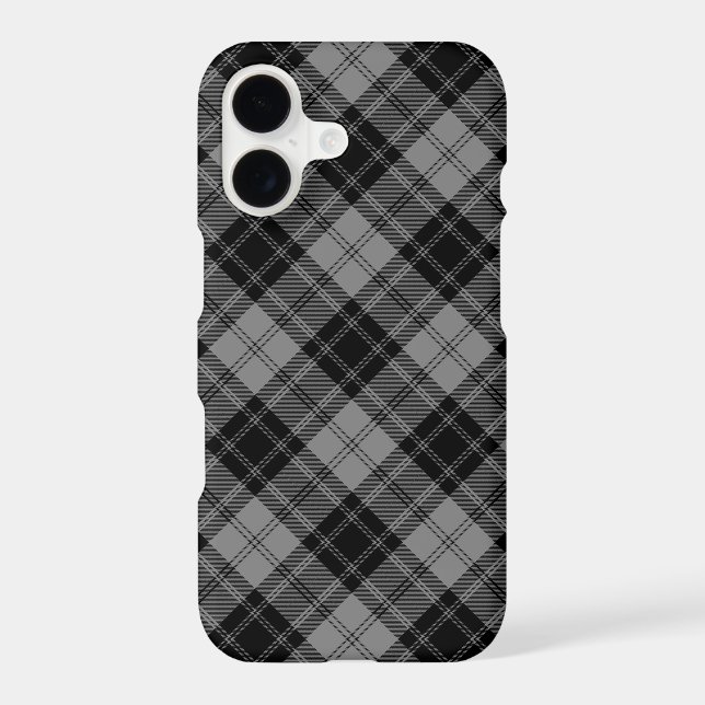 Douglas tartan black grey plaid iPhone case (Back)