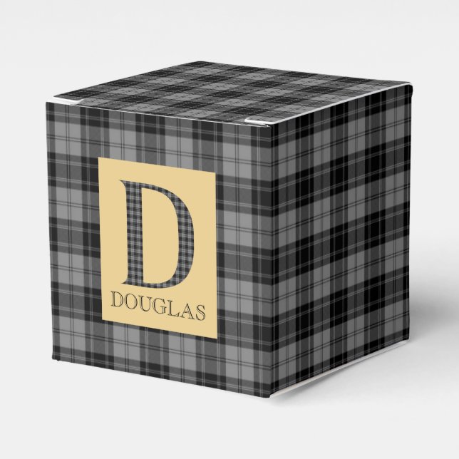 Douglas Tartan Monogram D  Favour Box (Front Side)