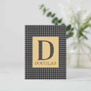Douglas Tartan Monogram D  Postcard