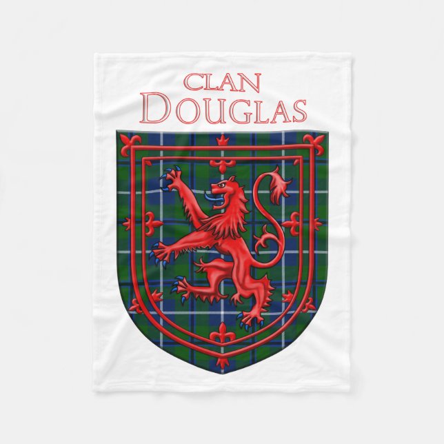 Douglas Tartan Scottish Plaid Lion Rampant Fleece Blanket (Front)